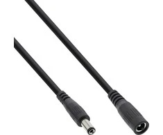Maitinimo kabelis InLine ® Nuolatinės srovės lizdas, nuolatinės srovės kištukas, 5.5x2.1mm, AWG 18, juodas, 5m