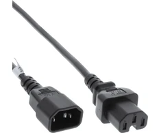 Kabelis zasilający InLine® Maitinimo kabelio ilgintuvas, karštos būklės jungtis IEC-C15 tiesiai į IEC-C14 tiesi, 1,8 m, juoda