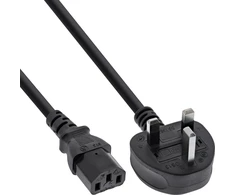 Kabelis zasilający InLine® Maitinimo kabelis JK/Anglijos kištukas prie 3 kontaktų IEC C13, juodas, 5 m