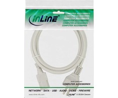 Kabelis zasilający InLine® Power cable, Type F straight to IEC connector, 5.0m, pilkas