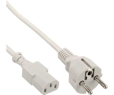 Kabelis zasilający InLine® Power cable, Type F straight to IEC connector, 5.0m, pilkas
