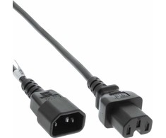 „InLine®“ maitinimo kabelio prailginimas, karšto naudojimo jungtis IEC-C15 tiesus į IEC-C14 tiesus, 5 m, juodas