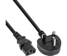 InLine Maitinimo kabelis ® Maitinimo kabelis JK / Anglijos kištukas prie 3 kontaktų IEC C13, juodas, 2 m