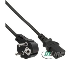 „InLine“ maitinimo kabelis, kampinis „Schuko“ kištukas su C13 jungtimi, juodas