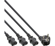 InLine Maitinimo kabelis ® Y maitinimo kabelis 1x F tipo vokiškas kištukas iki 3x juodas IEC kištukas, 3 versija (2m+1/3/2m)