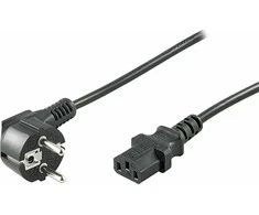 Kabelis sieciowy 230V maitinimo šaltinis, CEE7 (widelec) - C13, 1m, VDE approved, juoda