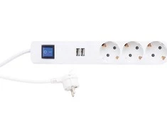 Listwa zasilająca REV Steckdosenleiste ICE 3-fach USB &amp; Schalter, 1,4m baltas