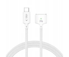„Tech-Protect MMC01 Ultraboost USB-C / USB-C MagSafe 3 140W 200cm“ laidas, skirtas „MacBook“ – Baltas