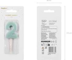 Kacperek Gimtadienio žvakutė su smeigtuku nr 2 žalsva 5,5cm