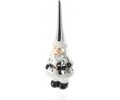 Christmas Decoration STIKLINĖ KALĖDŲ EGLUTĖS VIRŠŪNĖ 28CM SIDABRINIS SENELIS ŠALTIS 1067889