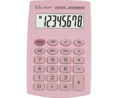 Men's Vector Vector KAV VC-210 PK pocket skaičiuotuvas, 8 digits, 64x98.5 mm, light pink