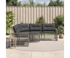 sodo sofa su pagalvėlėmis ir kėdute, L formos pilkos spalvos