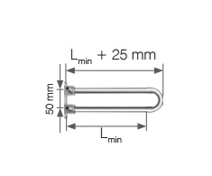 KAN-therm Push 18x2,5 200 mm žalvarinė alkūnė su 15 mm variniu vamzdžiu su atraminiu junginiu, padengtu nikeliu 9015.240