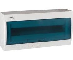 Kanlux 23613 Modulinis skirstomasis skydas plastikinis 1x18 paviršinis IP30 IK07 N+PE II klasė skaidrios mėlynos durys KDB-S18T baltos 23613