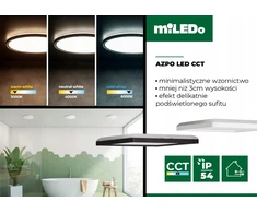 Kanlux LED lubinis šviestuvas AZPO LED 22WCCT-O-W IP54 apvalus 2700lm 3000/4000/6000K neutrali/šilta/šalta balta 31516