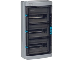 Kanlux Modulinė skirstomoji dėžutė plastikinė 3X12 viršutinio montavimo IP65 IK10 N+PE II klasė durelės pilkos permatomos KDB-IP65-S36T pilka (38455)