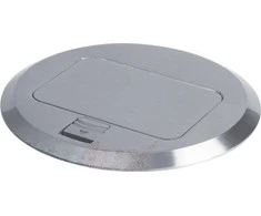 Kanlux POP-UP apvali metalinė grindų dėžė 1+1/2 M45 lizdai / aliuminis OFFICE+ 28311