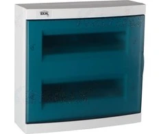 Kanlux 23614 Moduliniai skirstytuvai, plastikiniai, 2x12, montuojami ant paviršiaus, IP30 IK07 N+PE II klasė, skaidrios mėlynos durys, KDB-S24T, balta 23614
