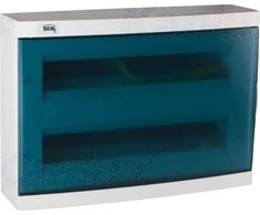 Kanlux 23615 Moduliniai skirstytuvai, plastikiniai, 2x18, montuojami ant paviršiaus, IP30 IK07 N+PE II klasė, skaidrios mėlynos durys, KDB-S36T, balta 23615