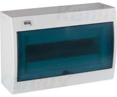 Kanlux 23612 Moduliniai skirstytuvai, plastikiniai, 1x12, montuojami ant paviršiaus, IP30 IK07 N+PE II klasė, skaidrios mėlynos durys, KDB-S12T, balta 23612