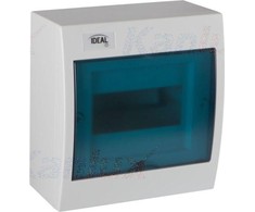 Kanlux 23610 Modulinis skirstomasis skydas plastikinis 1x6 paviršinis IP30 IK07 N+PE II klasė skaidrios mėlynos durys KDB-S06T baltos 23610