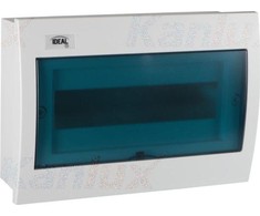Kanlux 23618 Moduliniai skirstytuvai, plastikiniai, 1x12, įleidžiami, IP30 IK07 N+PE II klasė, skaidrios mėlynos durys, KDB-F12T, balta 23618