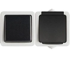Kanlux TEKNO Single- pole jungtis + Prancūzijos lizdas su 10AX / 16A 250V sraigtine jungtimi, juoda (25358)
