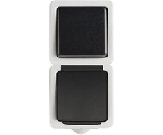 Kanlux TEKNO Single- pole jungtis + Prancūzijos lizdas su vertikaliu kontaktinės apsaugos varžtu 10AX / 16A 250V juoda (25361)