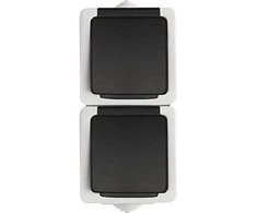Kanlux 25360 TEKNO Lizdas hermetiškas dvigubas vertikalus su varžto apsauga nuo prisilietimo 16A 250V rutulys IP54 25360