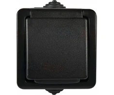 Kanlux TEKNO Vienas prancūziškas maitinimo lizdas su apsauga nuo prisilietimo 250 V juodas IP54 27355