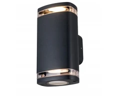 Kanlux ZEVI W EL 2GU10 B 1xmax 10W IP54 fasado šviestuvas dvigubas droselis sieninis šviestuvas juodas 38886