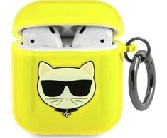 Karl Lagerfeld Choupette Head Glitter - dėklas skirtas Airpods (fluo yellow)