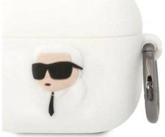 Apple AirPods 3 Karl Lagerfeld silikoninis Karl Head 3D ausinių dėklas baltos spalvos