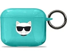 Apple AirPods 3 ausinių dėklas Karl Lagerfeld Choupette (KLA3UCHFL) mėlynos spalvos