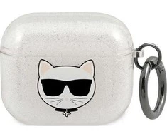 Apple AirPods 3 ausinių dėklas Karl Lagerfeld Glitter Choupette (KLA3UCHGS) sidabrinės spalvos