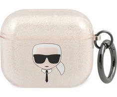 Apple AirPods 3 ausinių dėklas Karl Lagerfeld Glitter Karl`s Head (KLA3UKHGD) aukso spalvos
