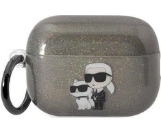Apple AirPods Pro 2 Karl Lagerfeld Gliter Karl&amp;Choupette (KLAP2HNKCTGK) ausinių dėklas juodos spalvos