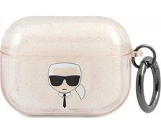 Apple AirPods Pro ausinių dėklas Karl Lagerfeld Glitter Karl`s Head (KLAPUKHGD) aukso spalvos