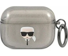 Apple AirPods Pro ausinių dėklas Karl Lagerfeld Glitter Karl`s Head (KLAPUKHGK) juodos spalvos