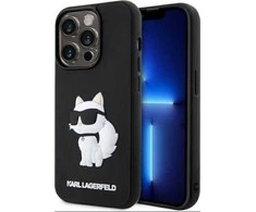 Karl Lagerfeld KLHCP14L3DRKHNK Apple iPhone 14 Pro 6.1″ juodos spalvos kietas dėklas Rubber Choupette 3D