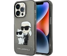 Apple iPhone 14 Pro Karl Lagerfeld dėklas IML GLIT NFT Karl&amp;Choupette (KLHCP14LHNKCTGK) juodos spalvos