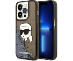 Apple iPhone 14 Pro Karl Lagerfeld dėklas Glitter NFT Karl Head (KLHCP14LLNKHCK) juodos spalvos
