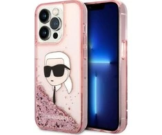 Apple iPhone 14 Pro Karl Lagerfeld dėklas Glitter NFT Karl Head (KLHCP14LLNKHCP) rožinės spalvos
