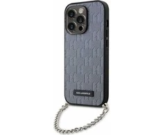 Karl Lagerfeld Saffiano Monogram Chain - dėklas skirtas Apple iPhone 14 Pro Max Sidabrinis