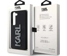 Karl Lagerfeld KLHCS23M3DMBKCK S23+ S916 juodos spalvos kietas dėklas 3D Rubber Glitter Logo