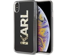 Dėklas Karl Lagerfeld KLHCI65KAGBK iPhone Xs Max juoda/juodas Karl logo Glitter