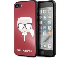 Karl Lagerfeld dėklas iPhone X / XS KLHCPXDLHRE raudonas kietas dėklas Iconic Iconic Glitter Karlo galva