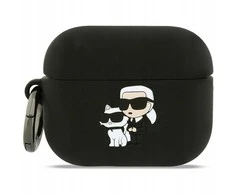 Karl Lagerfeld 3D Logo NFT Karl and Choupette Silicone dėklas skirtas AirPods Pro 3 juodos spalvos
