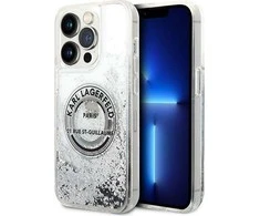 Apple iPhone 14 Pro Max Karl Lagerfeld dėklas Liquid Glitter RSG sidabrinės spalvos