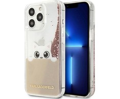 Dėklas Karl Lagerfeld KLHCP13LPABGNU IPHONE 13 PRO / 13 6.1 "Rožinis / Rožinis HARDCASE PEEK A BOO LIQUID GLITTER